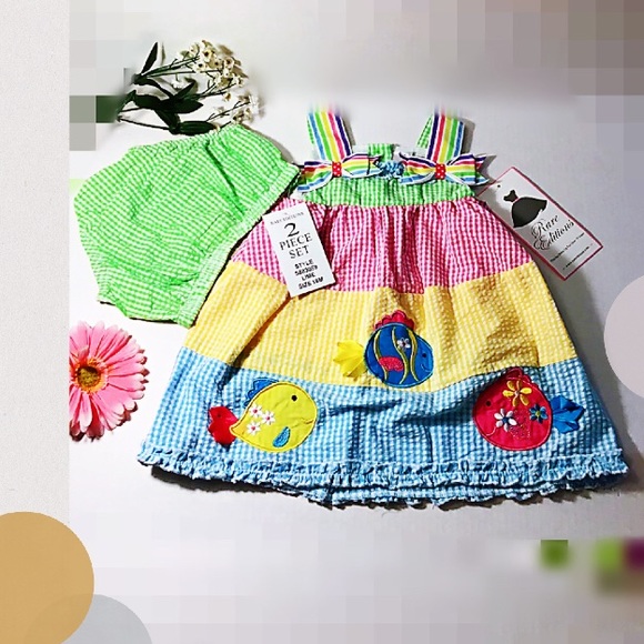 2 piece set multi color lime dress Rare Edition18M - Picture 3 of 6